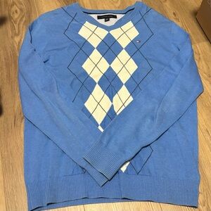 Tommy Hilfiger Blue Argyle Sweater Size Medium